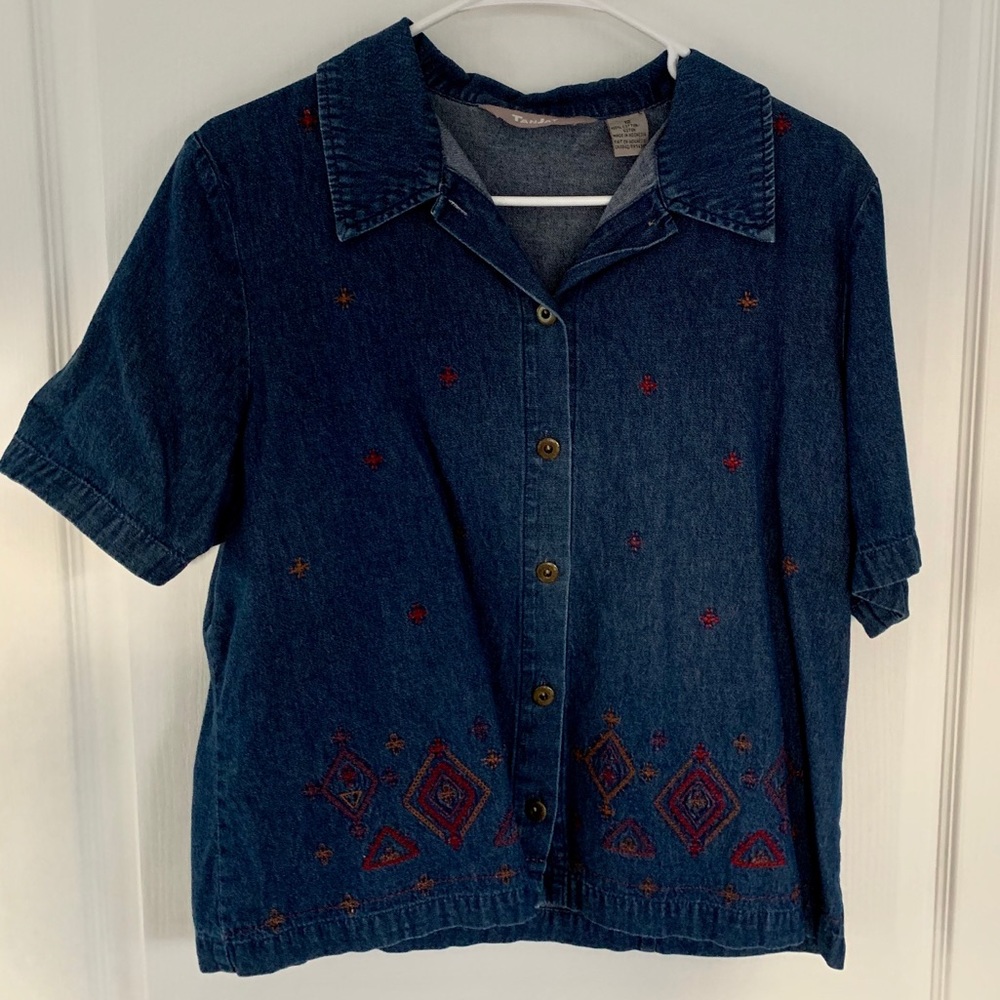 TanJay Embroidered Denim T-Shirt